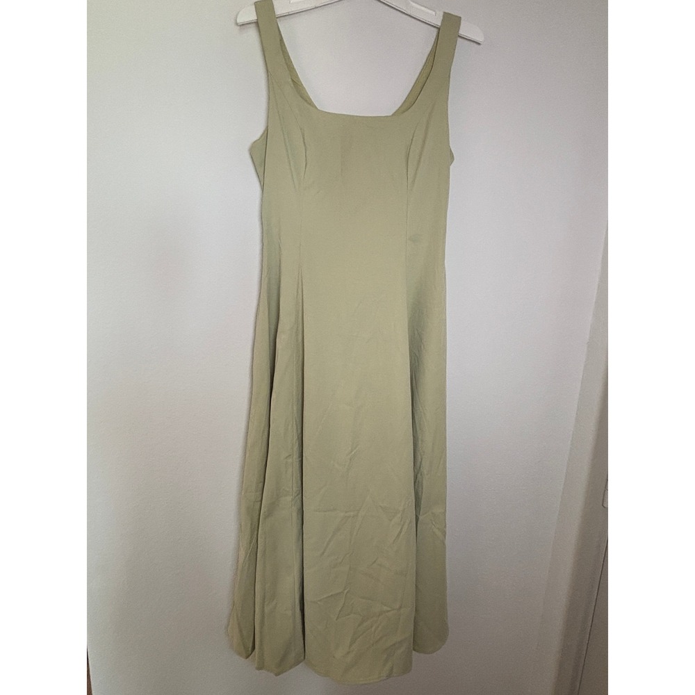 Floreya Sage Green Sleeveless Square Neck A-Line Midi Dress NWT Size Medium